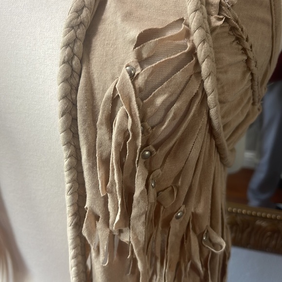 Audrey Ann Fringed Tan Vest - Picture 6 of 6